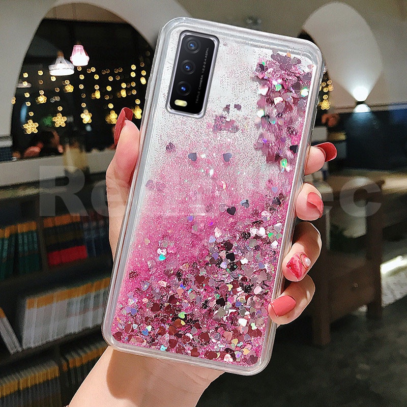 เคส VIVO Y12A Y20 Y20S Y20i Y12S Bling Liquid Quicksand Glitter ฝาหลังซิลิโคนใส