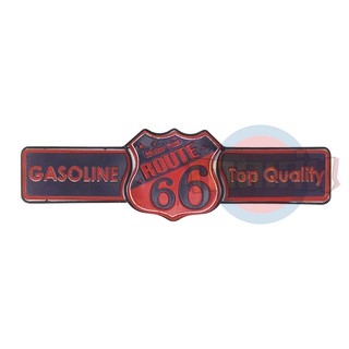 ป้ายสังกะสีวินเทจ Mother Road Route 66 Gasoline (ปั๊มนูน+3D)