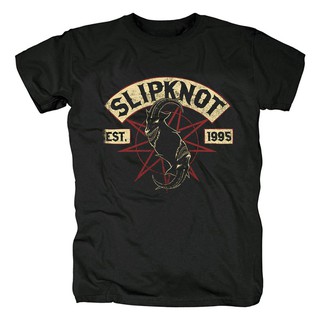 เสื้อยืดผ้าฝ้ายพิมพ์ลายแฟชั่น Slipknot Band Alternative Metal New Wave Double Head Sheep Printed Oversized Half Bottomin