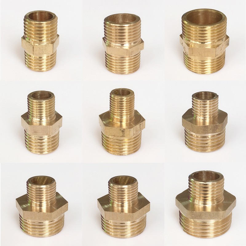 1/8" 1/4" 3/8" 1/2" 3/4" 1" Male Thread Brass Pipe Equal Reducing Nipple Fittings Brass Quick Adapters Connectors