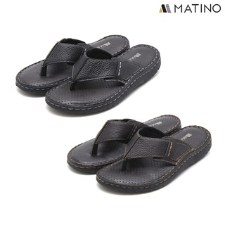 MATINO SHOES  รองเท้าแตะชายหนังแท้ รุ่น MC/T 6545 - BLACK/BROWN