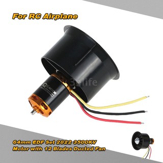 3elife☆64mm EDF Set 2822 3500KV Motor with 12 Blades Ducted Fan for RC Airplane