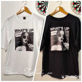 🔥มีเก็บปลายทาง🔥เสื้อยืดโอเวอร์ไซส์ ลาย WHATS UP