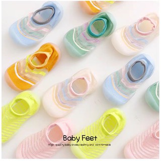 ☾✽Lucky baby shop รองเท้าเด็ก รองเท้าหัดเดิน รองเท้าพื้นยางซิลิโคน กันลื่น สำหรับ เด็กแรกเกิดถึง3ปี *ลายแฟชั่น มุมมองตาข