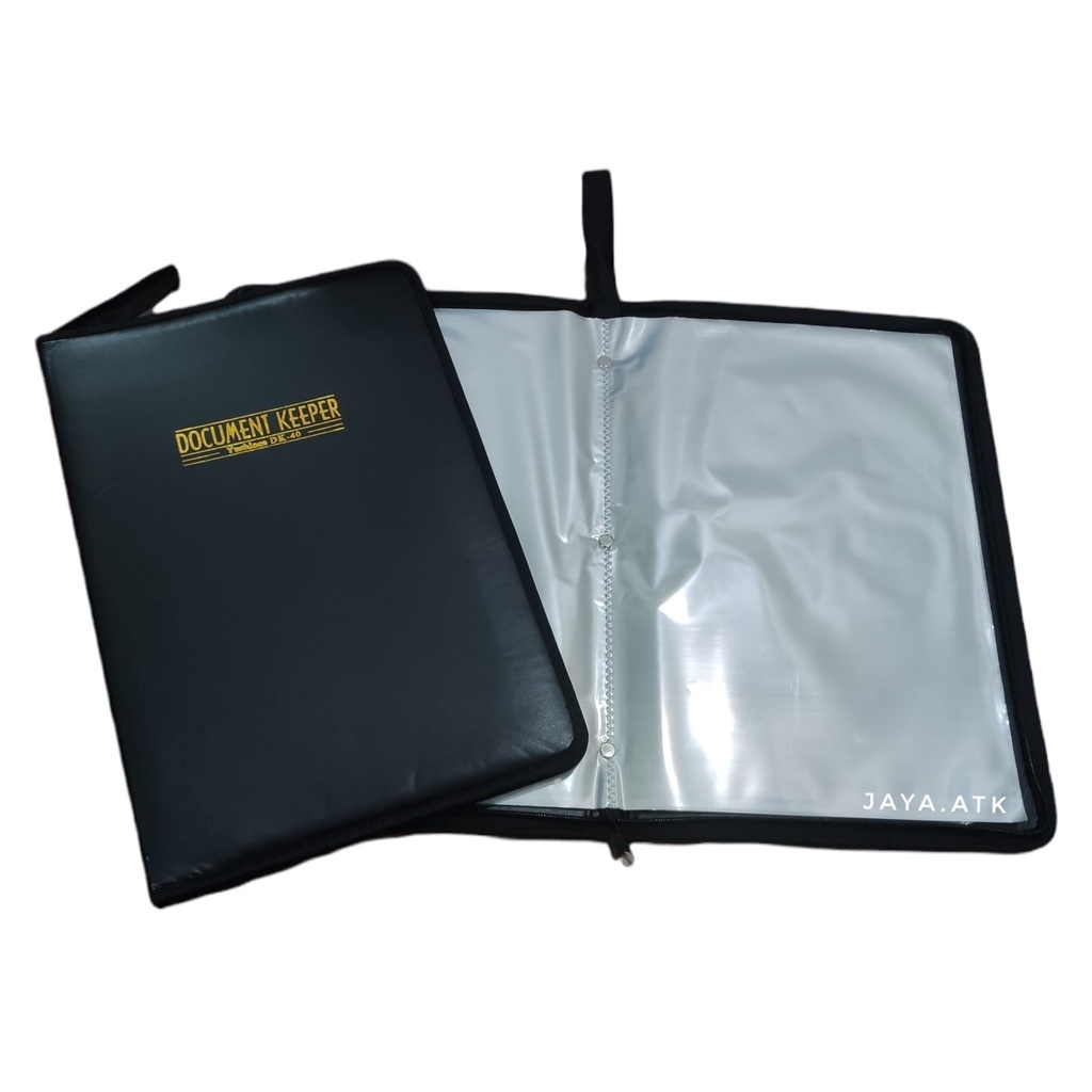 CLEAR MAP HOLDER DOCUMENT 40 LBR FOLIO F4 สีดํา หนัง PVC ZIPPER DOCUMENT KEEPER