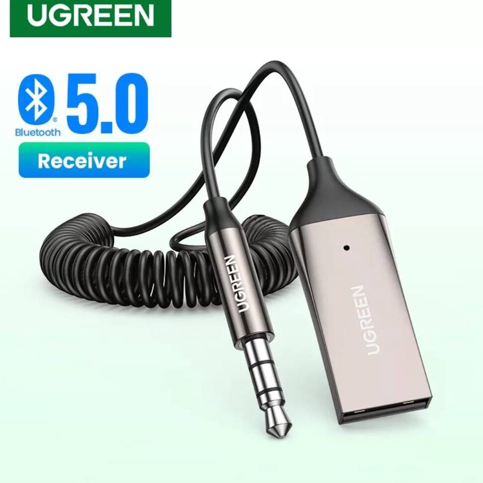 UGREEN รุ่น 70601 Wireless Bluetooth Receiver5.0 USB สำหรับฟังเพลงบนรถยนต์ AUX หัวแจ๊คขนาด 3.5mm