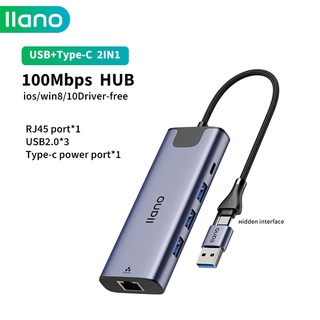 Llano 6 In 1 Usb Type C Hub 4K Hdmi Usb3.0 Rj45 Otg Pd อะแดปเตอร์ชาร์จแยก Usb สําหรับ Macbook Pro Air Pc Usb Hub