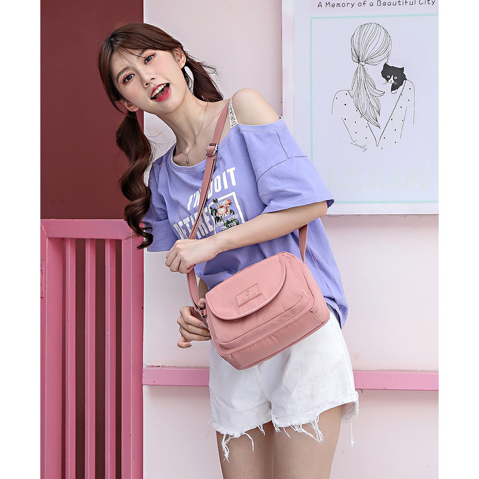 GUDIKA-พร้อมส่ง กระเป๋าสะพายข้าง รุ่นใหม่ 2021 ผู้หญิง แฟชั่น เกรดพรีเมี่ยม ผ้าไนลอน กันน้ำ100% รุ่น-5168