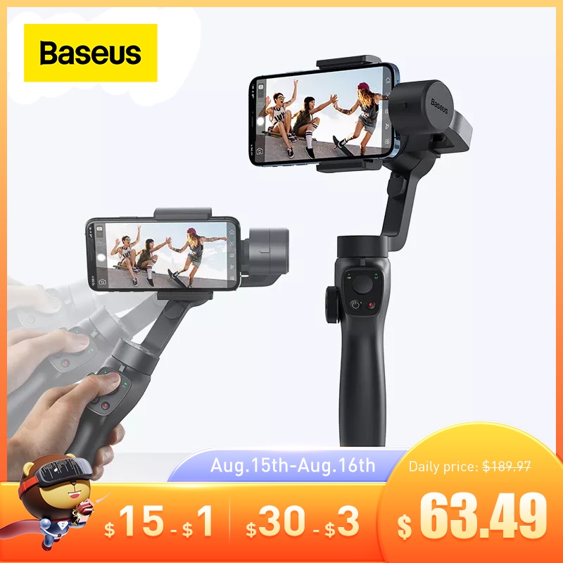 Baseus 3-Axis Handheld Gimbal Wireless Bluetooth Phone Gimbal Stabilizer for iPhone Tripod Gimbal Sm