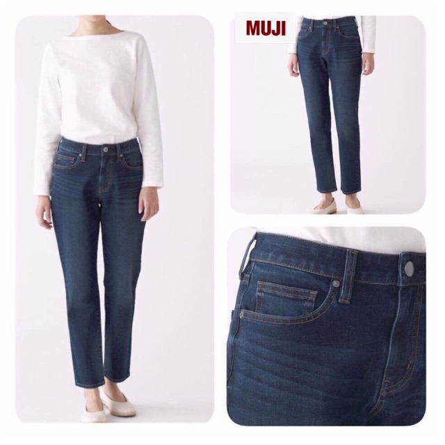 MUJI BOYFIT JEANS กางเกงยีนส์ขายาวทรงกระบอก Shopee Thailand
