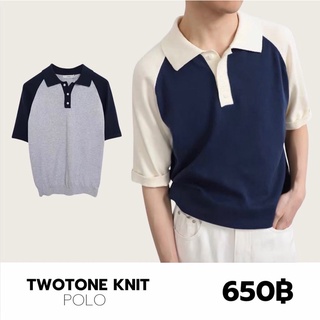 THEBOY-TWOTONE KNIT POLO เสื้อโปโลคอปก