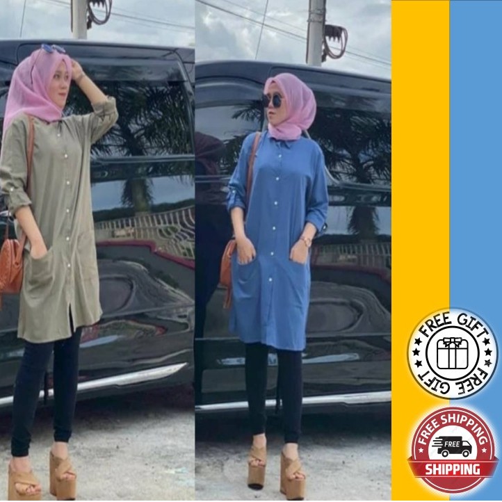 Top Blouse Rita Kemeja Muslimah Labuy Plussize Longn Kemja Perempuan Kemeja Putih Blouse Frindly Nur