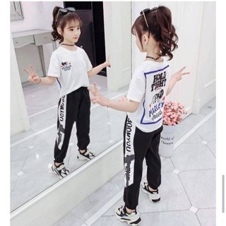 ชุดเด็กผู้หญิง เสื้อแขนสั้น + กางเกงขายาว