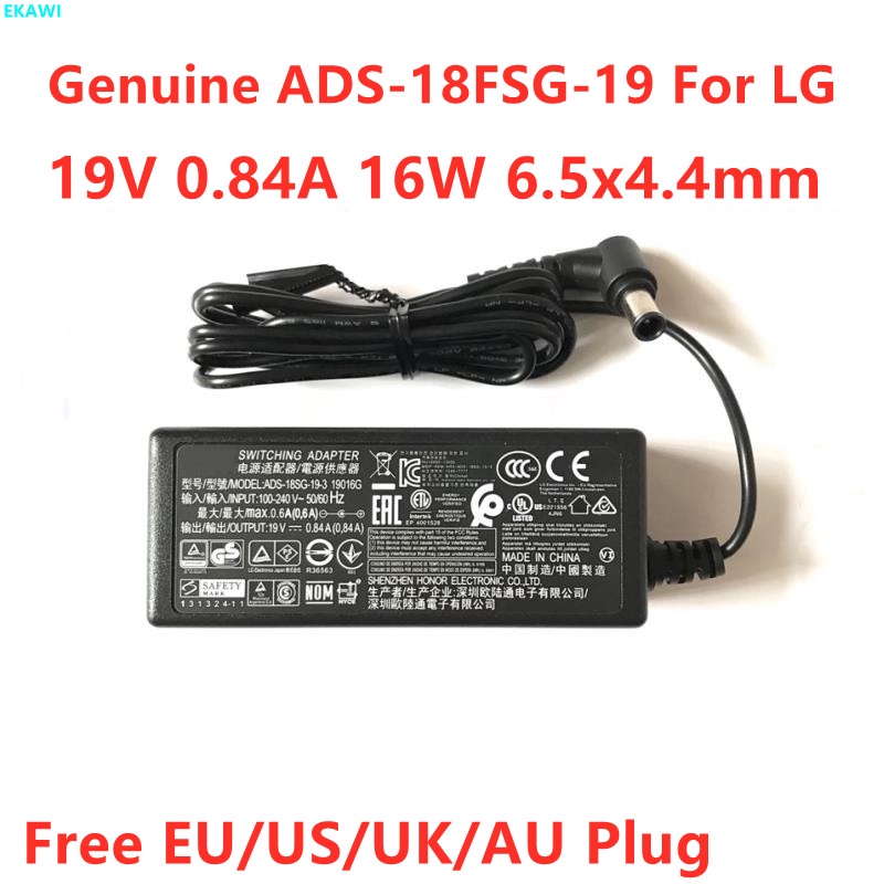 ADS-18FSG-19 19V 0.84A 16W AC Switching Adapter สําหรับ LG 19M38A 19M38D 19M38H 22MK430H LCAP36 LCAP