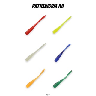 RattleWorm AJI หนอนอจิ 10 ตัว หนอนยาง หางกระดิ่ง เรียวเล็ก พอดีคำ หนอน อจิ aji worm light game เหยื่อ ตกปลา