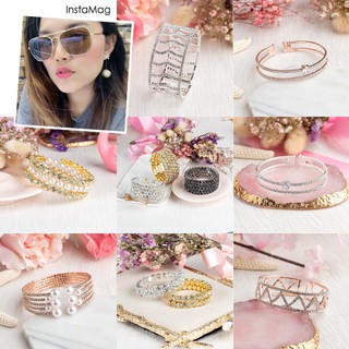 พร้อมส่ง!! กำไลข้อมือเพชรสปริง สร้อยข้อมือเพชรรอบสีเงินงานทองคำขาว 18K หลายเยอะ ประดับเพชร งานสวย ใส่ออกงาน ไม่ลอก ไม่ดำ