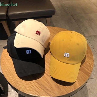 Bluevelvet หมวกเบสบอลปักลายตัวอักษร M สไตล์เกาหลีสําหรับผู้หญิงและผู้ชาย