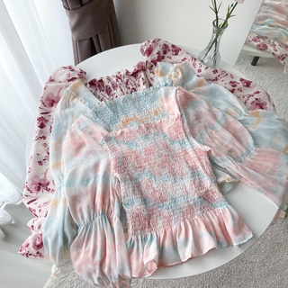 เสื้อแขนยาวสม็อค ปล่อยชาย สีหวานน่ารัก แฟชั่นผู้หญิง