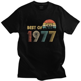 เสื้อยืดสีดำอินเทรนด์เสื้อยืด ผ้าฝ้าย 100% พิมพ์ลาย Best Of 1977 43Rd Birthday 100 สําหรับผู้ชายS-4XL