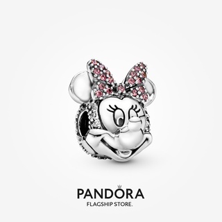 Pandora กําไลข้อมือเงิน 925 ประดับโบว์ ลายดิสนีย์ มินนี่เมาส์ สีชมพู เครื่องประดับ Diy p326