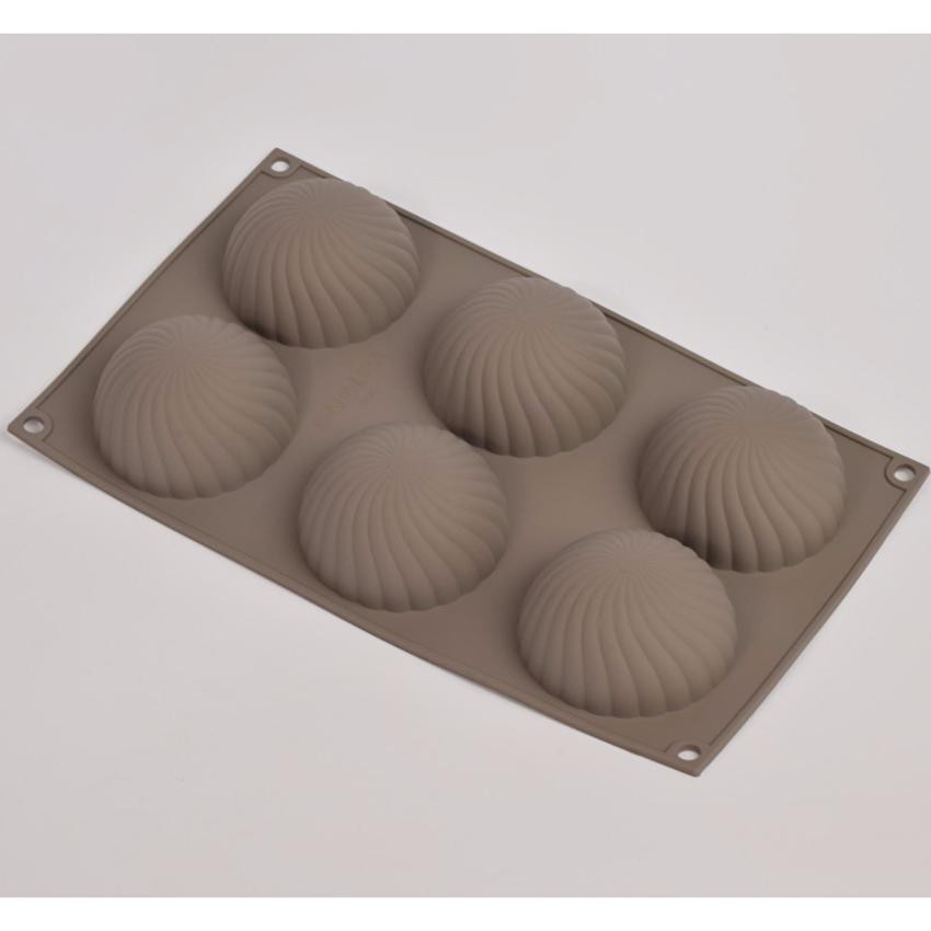 แม่พิมพ์ซิลิโคน โดม วงกลม ลายริ้ว Swirl 6 หลุม Circle Silcone Mold พิมพ์ขนม ร้านอาหารดัง คละสี