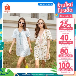 weerin lola dress เดรสสั้น เดรสลินิน ทรงหลวม เดรสแขนตุ๊กตา