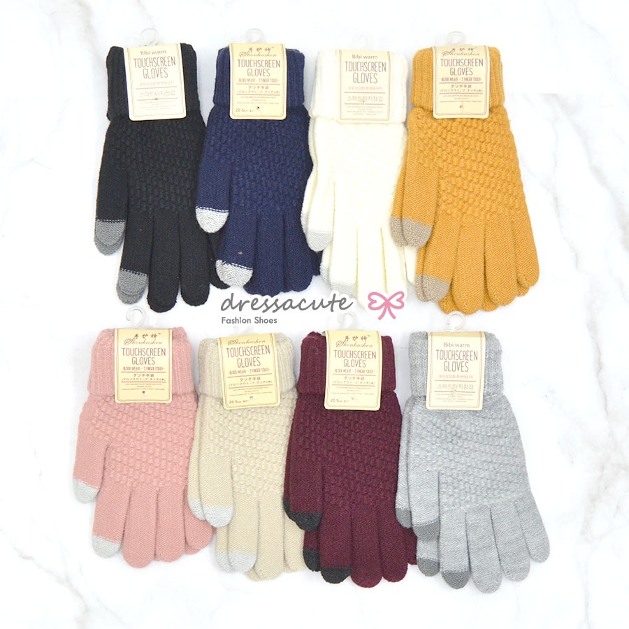 [no.t607] กดมือถือได้ ❤️ (มี 8 สี) ถุงมือกันหนาว ถุงมือไหมพรม ทัชสกรีน สีพื้น ถุงมือแฟชั่น. 