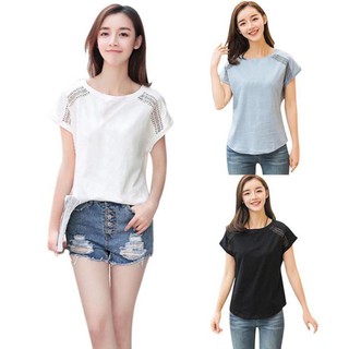 เสื้อยืดแขนปีกค้างคาวลำลองสำหรับผู้หญิง M-5 XL