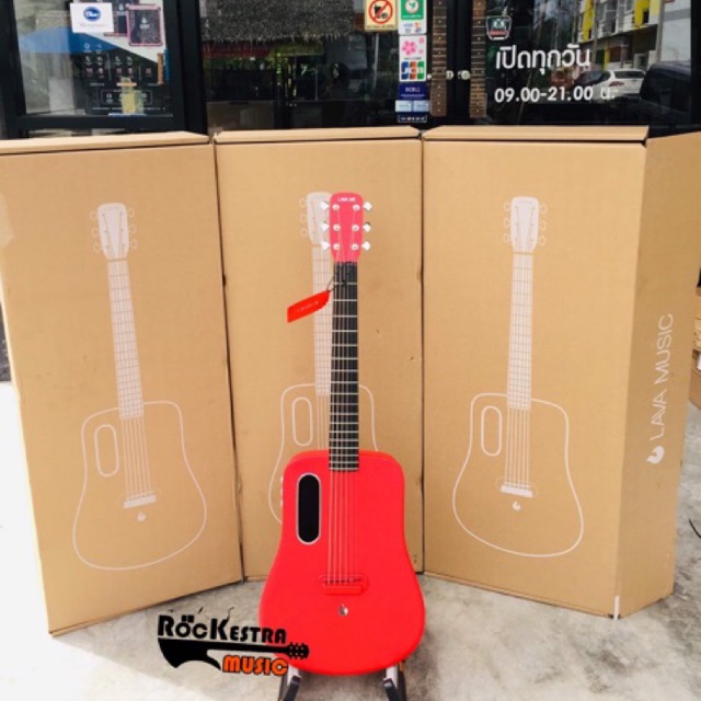กีต้าร์โปร่ง LAVA ME 2 Special Red limited edition Unibody Carbon Composite Travel Acoustic Guitar with FreeBoost