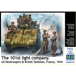 ฟิกเกอร์โมเดล 1/35 Master Box MB35164 The 101st light company. US Paratroopers &amp; British Tankman France 1944