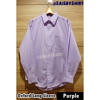 Purple - เสื้อเชิ้ต แขนยาว ผู้ชาย ทรงไม่เข้ารูป Oxford Long Sleeve Shirt