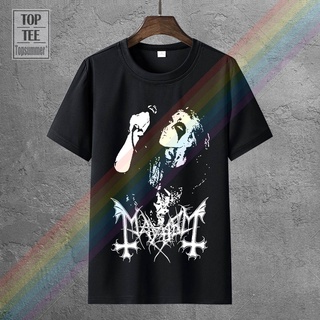 เสื้อยืดผู้ Mayhem เสื้อยืดผ้าฝ้าย 100% พิมพ์ลาย Dead Morbid Norwegian Euronymous Hellhammer สีดํา สําหรับผู้ชาย LHZY S-