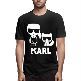 เสื้อยืดอินเทรนด์ผู้ชายอินเทรนด์ผู้หญิงYaoting Karl Lagerfeld 02 เสื้อยืดผ้าฝ้ายแขนสั้นพิมพ์ลายแฟชั่นผู้ชายS-3XL