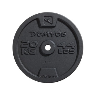 แผ่นเหล็ก 20 กก. แผ่นเวท เวทเหล็กหล่อแผ่นกลม 28 มม. DOMYOSCast Iron Weight Training Disc Weight 28mm