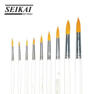 [ด้ามใส ขนทอง] Seikai พู่กันสีน้ำ หัวกลม ขนทอง (No.0 - 16)