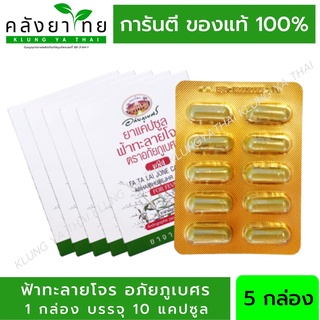 [5 กล่อง/รวม 50 แคปซูล] *หมดอายุ 2025* ฟ้าทะลายโจร อภัยภูเบศร (แคปซูลละ 400 mg.) ยาสามัญประจำบ้าน