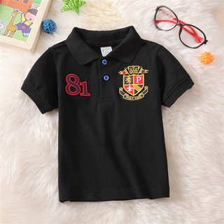 เสื้อโปโลแขนสั้น ผ้าฝ้าย สไตล์เกาหลี สำหรับเด็กผู้ชาย อายุ 3-15 ปี poly kids fashion polo shirt for boy