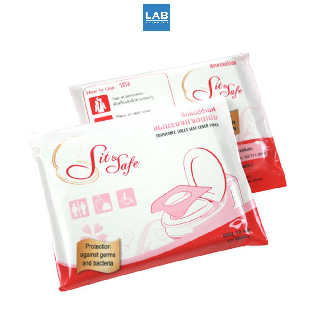 Sit&Safe Disposable Toilet Seat Cover Paper 12s - แผ่นรองนั่งอนามัย 1 ซอง บรรจุ 12 แผ่น