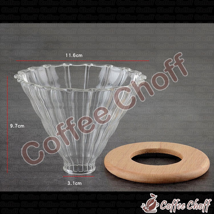 Dripper V60 แก้ว 02 ไม้ VDG-02 Dripper VDG ไม้ V60 แก้ว