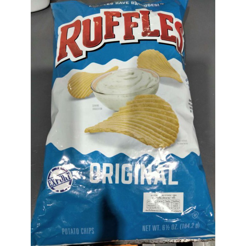 Ruffles Origibal Potato Chips มันฝรั่งแผ่น รสดั้งเดิม รัฟเฟิล 184 g ราคาสุดฟิน