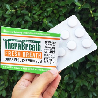 หมากฝรั่งดับปลิ่นปาก ปราศจากน้ำตาล TheraBreath® Fresh Breath, Sugar Free Chewing Gum, Citrus Mint Flavor 1 Piece มิ้นส้ม