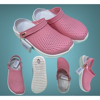 crocsรองเท้าแตะสีชมพูของผู้หญิงไซด์36–40งานดีสีตรงปก