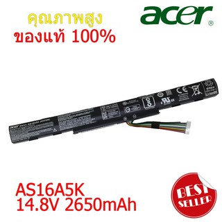 (ส่งฟรี ประกัน 1ปี) Acer แบตเตอรี่ Acer AS16A5K AS16A7K Acer Aspire E15 E5-473G E5-575 E5-575G P249 TMP249  ของแท้ 100%