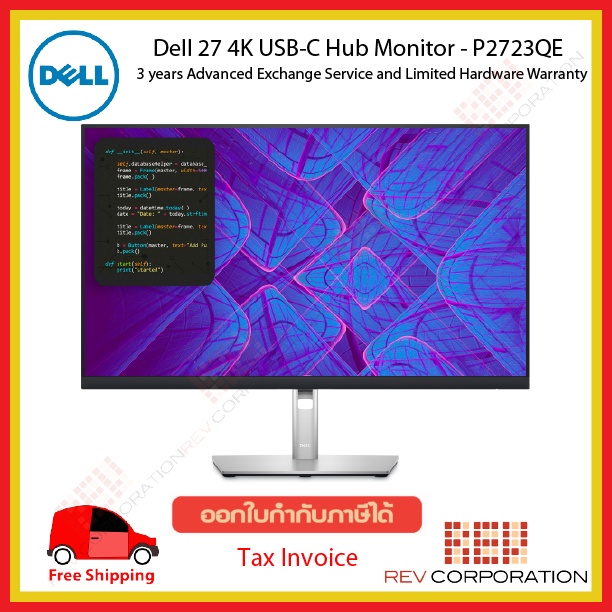 Dell P2723QE 27 4K USB-C Hub Monitor - P2723QE Warranty 3 Year Onsite Service