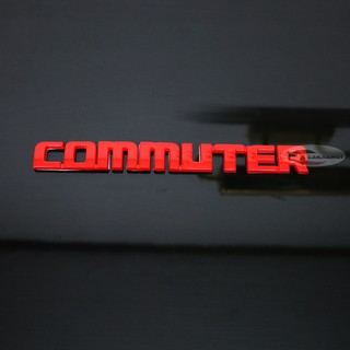 โลโก้ COMMUTER ตัวนูน 3D ขนาด 2 x18.5 cm สีแดง ติดท้าย รถตู้ TOYOYA COMMUTER