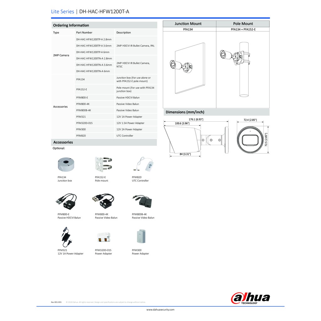 HAC-HFW1200T-A(HAC-HFW1200TP-A-S4)(3.6mm) กล้องวงจรปิด มีไมค์ Dahua 2MP ...