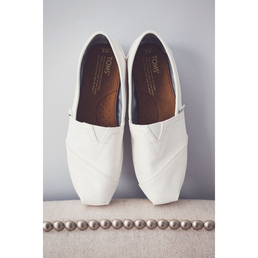 bridal white glitter toms