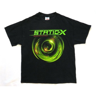 คอตต้อนคอกลมเสื้อยืดลําลอง แขนสั้น พิมพ์ลายวงร็อค Static X intage 2003 Shadow Zone Tour Concert Y2K Nu สําหรับผู้ชายS-5X