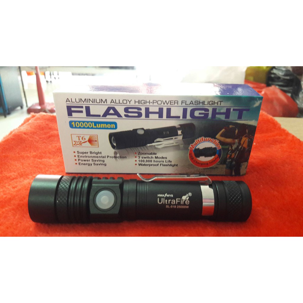 ไฟฉายส่องสว่าง ไฟฉาย T6 SL-518 25000 w.