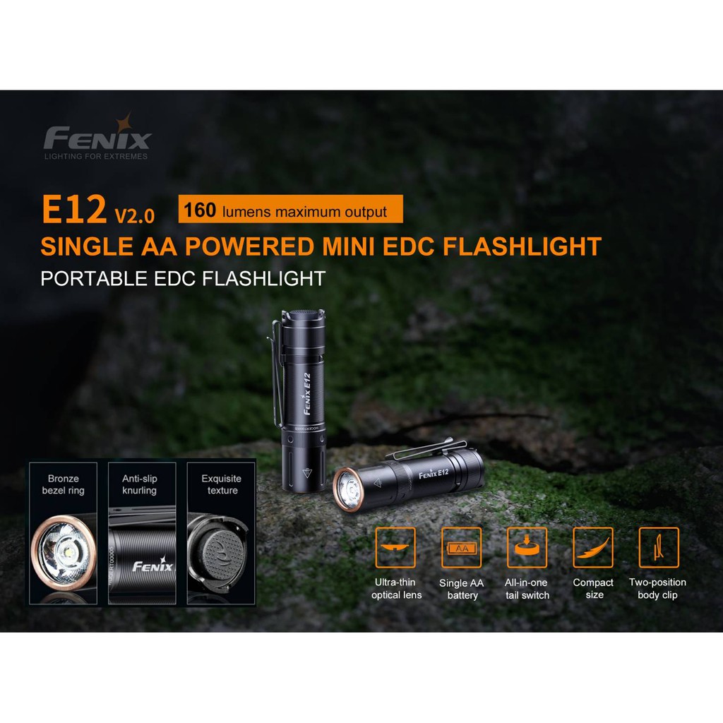 ไฟฉาย Fenix E12 V2.0 Ultra-Compact AA EDC